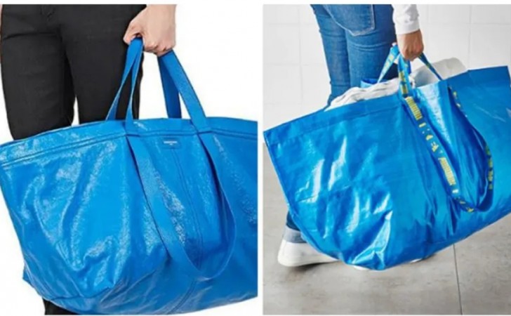 Fotos del bolso de Balenciaga (izq) y de Ikea (der)