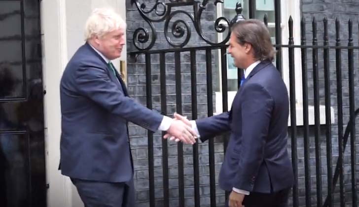 El primer ministro del Reino Unido, Boris Johnson, recibió en su residencia de Downing Street al presidente, Luis Lacalle Pou.
