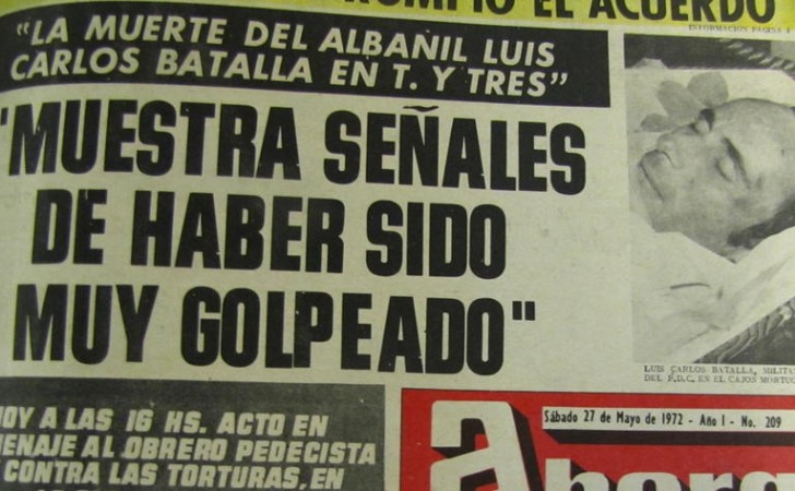 Portada del diario Ahora, del 27 de mayo de 1972, en la que se habla del asesinato de Nucho Batalla. 