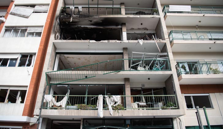 Edificio afectado por la explosión. Foto: Intendencia de Montevideo. 