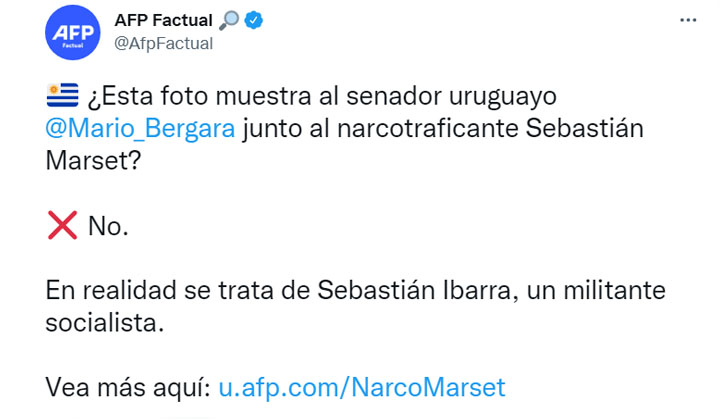 They confirm that the photo of Mario Bergara with a young man is not Marset. Lies that contribute to a rarefied climate afp