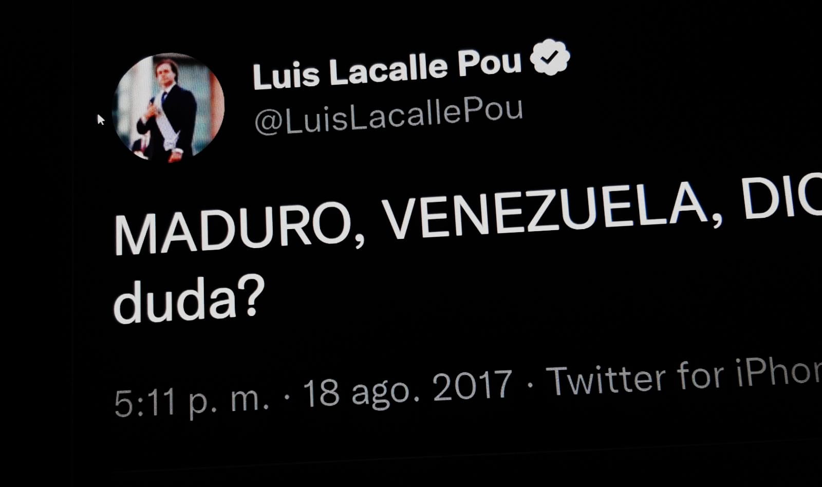 Lacalle Pou considera a Nicolás Maduro un dictador. 