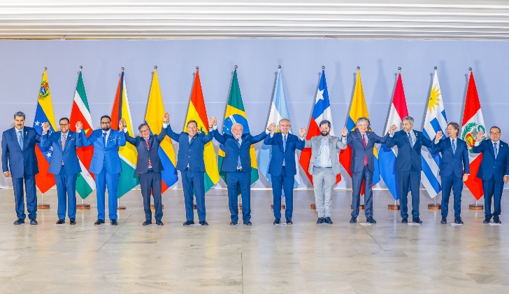 La foto final de la cumbre de presidentes sudamericanos. 