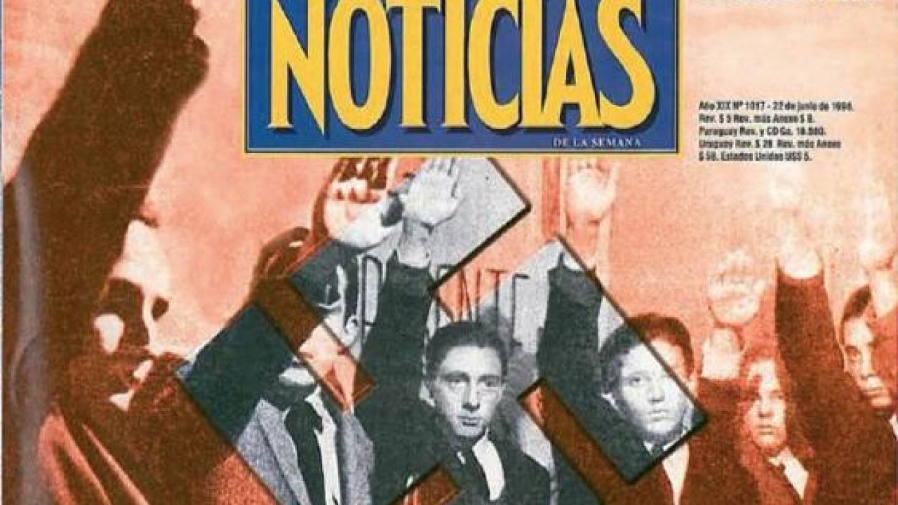 Portada de archivo de 1996 de la revista argentina Noticias, en donde hicieron un largo y extenso artículo de investigación develando el pasado nazi de Rodolfo Barra.