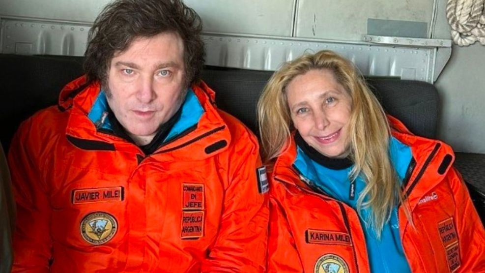 Javier y Karina Milei en su reciente viaje a la Antártida