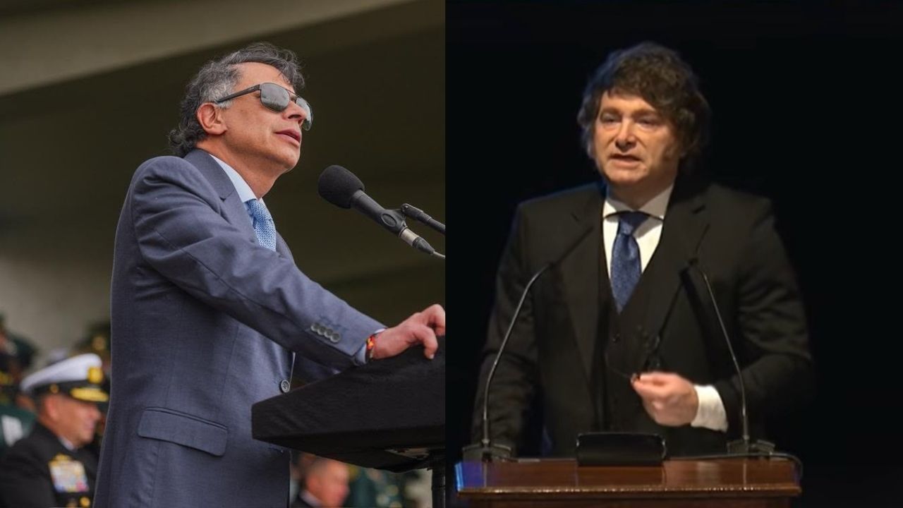 Gustavo Petro y Javier Milei y fotos de archivo