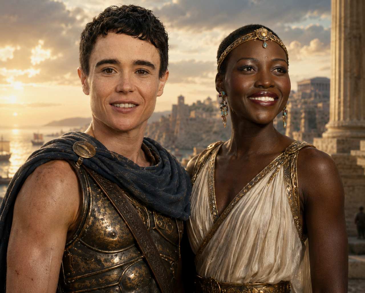 Sectores conservadores criticaron la aparición de Elliot Page y Lupita Nyong'o en La Odisea. Foto: Universal Pictures