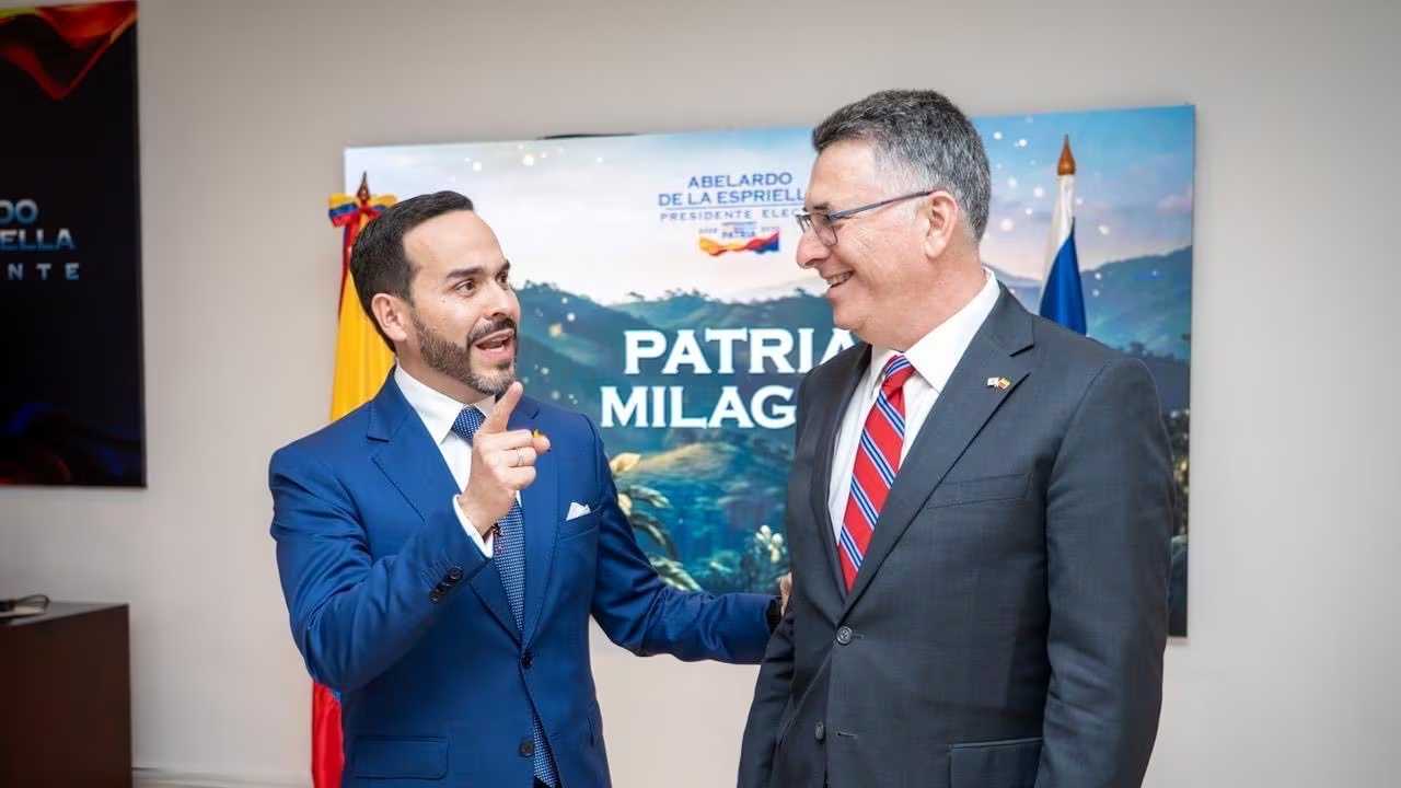 Abelardo de la Espriella con ministro de Relaciones Exteriores de Israel, Gideon Sa’ar